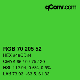 Color code: RGB 70 205 52 | qconv.com