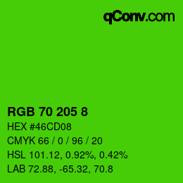 カラーコード: RGB 70 205 8 | qconv.com