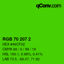 カラーコード: RGB 70 207 2 | qconv.com