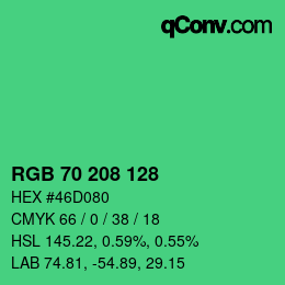 Color code: RGB 70 208 128 | qconv.com