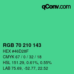 Color code: RGB 70 210 143 | qconv.com