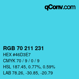 Farbcode: RGB 70 211 231 | qconv.com