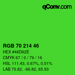 Código de color: RGB 70 214 46 | qconv.com