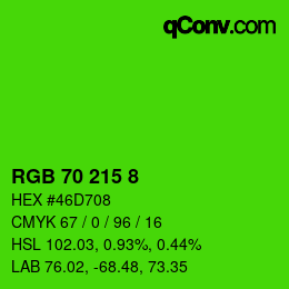 カラーコード: RGB 70 215 8 | qconv.com