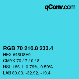 カラーコード: RGB 70 216.8 233.4 | qconv.com