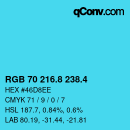 カラーコード: RGB 70 216.8 238.4 | qconv.com