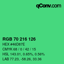 Color code: RGB 70 216 126 | qconv.com