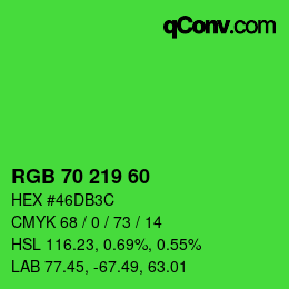 Color code: RGB 70 219 60 | qconv.com