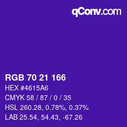Farbcode: RGB 70 21 166 | qconv.com
