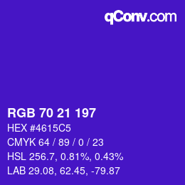 カラーコード: RGB 70 21 197 | qconv.com