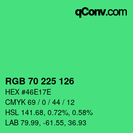 Color code: RGB 70 225 126 | qconv.com