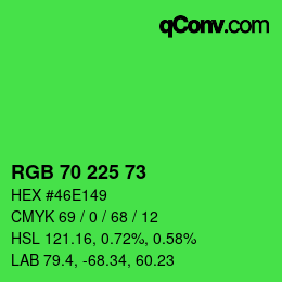Color code: RGB 70 225 73 | qconv.com