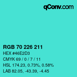 Código de color: RGB 70 226 211 | qconv.com