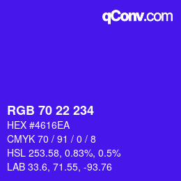 Color code: RGB 70 22 234 | qconv.com