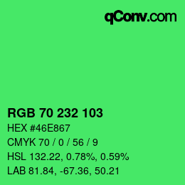Color code: RGB 70 232 103 | qconv.com