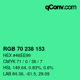 Color code: RGB 70 238 153 | qconv.com