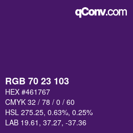 カラーコード: RGB 70 23 103 | qconv.com