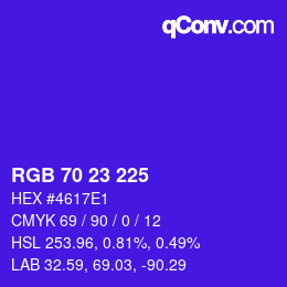 カラーコード: RGB 70 23 225 | qconv.com