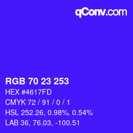 Color code: RGB 70 23 253 | qconv.com