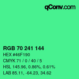 カラーコード: RGB 70 241 144 | qconv.com