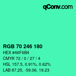 Color code: RGB 70 246 180 | qconv.com