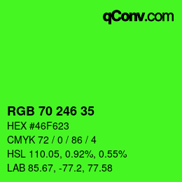 Color code: RGB 70 246 35 | qconv.com
