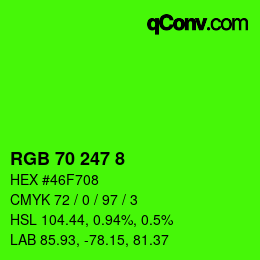 カラーコード: RGB 70 247 8 | qconv.com