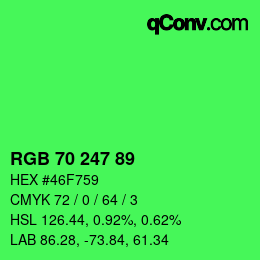 Farbcode: RGB 70 247 89 | qconv.com