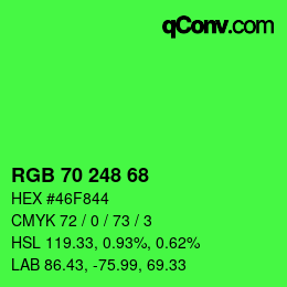 カラーコード: RGB 70 248 68 | qconv.com