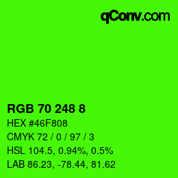 カラーコード: RGB 70 248 8 | qconv.com