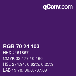 Color code: RGB 70 24 103 | qconv.com