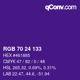 Color code: RGB 70 24 133 | qconv.com