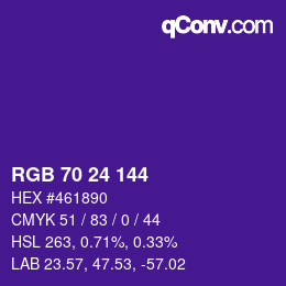 カラーコード: RGB 70 24 144 | qconv.com