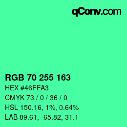 Color code: RGB 70 255 163 | qconv.com