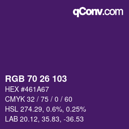 Farbcode: RGB 70 26 103 | qconv.com