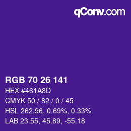 Color code: RGB 70 26 141 | qconv.com