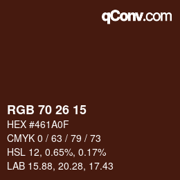 Color code: RGB 70 26 15 | qconv.com