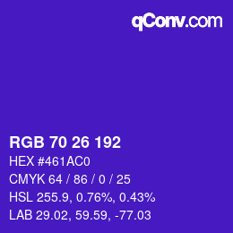 カラーコード: RGB 70 26 192 | qconv.com