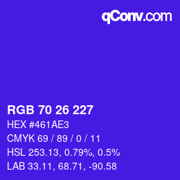 Color code: RGB 70 26 227 | qconv.com