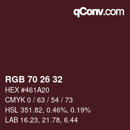 カラーコード: RGB 70 26 32 | qconv.com