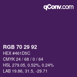 カラーコード: RGB 70 29 92 | qconv.com