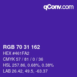 Color code: RGB 70 31 162 | qconv.com