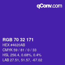 Color code: RGB 70 32 171 | qconv.com