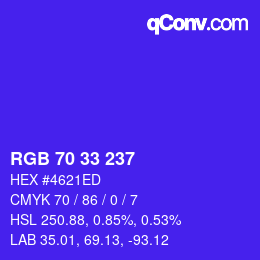 Color code: RGB 70 33 237 | qconv.com