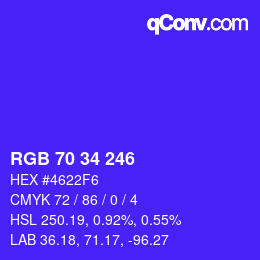 颜色代码: RGB 70 34 246 | qconv.com