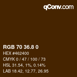 Color code: RGB 70 36.8 0 | qconv.com