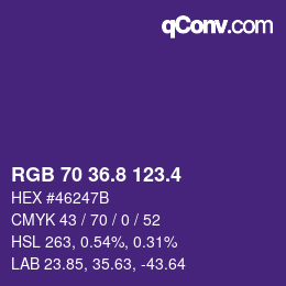 カラーコード: RGB 70 36.8 123.4 | qconv.com