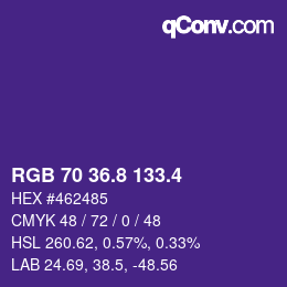 カラーコード: RGB 70 36.8 133.4 | qconv.com