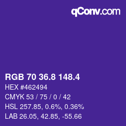 カラーコード: RGB 70 36.8 148.4 | qconv.com