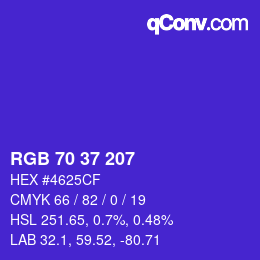 Color code: RGB 70 37 207 | qconv.com